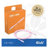 Club3D Kabel USB-C 4.0, 20Gbps, 4K60Hz, PD 240W, 2m, růžová