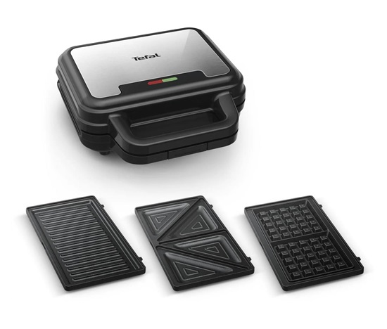 Tefal SW383D10 3v1 UltraCompact toustovač, 700 W, vyměnitelné desky, tousty, vafle, panini, indikátor připravenosti