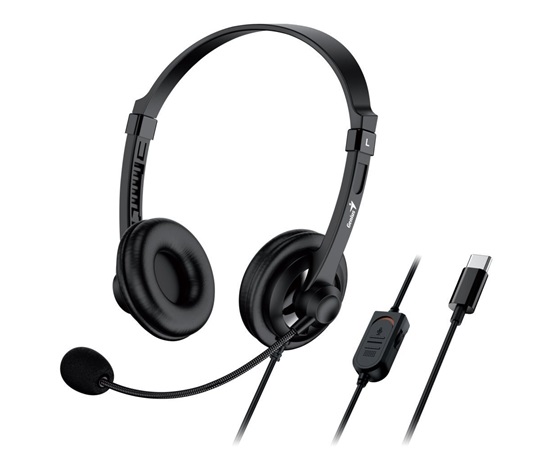 GENIUS sluchátka HS-230U, USB-C, černá
