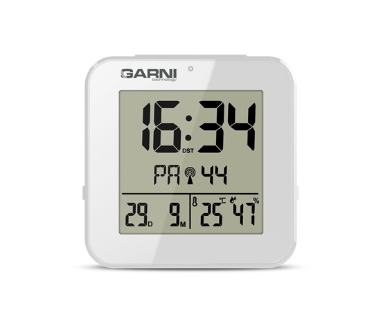 GARNI 138W - digitální budík s teploměrem a vlhkoměrem, bílá