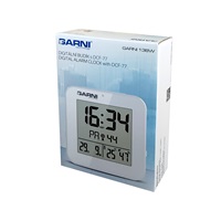 GARNI 138W - digitální budík s teploměrem a vlhkoměrem, bílá