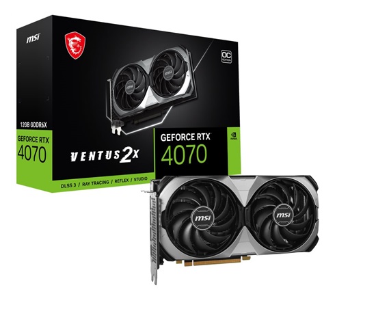 MSI VGA NVIDIA GeForce RTX 4070 VENTUS 2X E1 12G OC, 12G GDDR6X, 3xDP, 1xHDMI