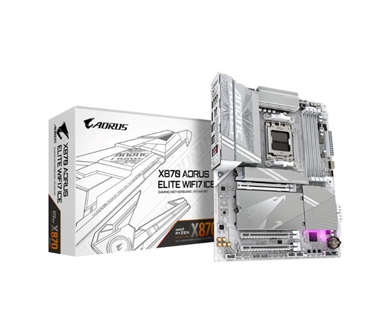 GIGABYTE MB Sc AM5 X870 A ELITE WF7 ICE, AMD X870, 4xDDR5, 2xHDMI, 2xThunderbolt, WiFi