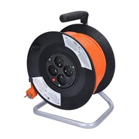 Solight prodlužovací přívod na bubnu, 4 zásuvky, 50m, oranžový kabel, 3x 1,5mm2