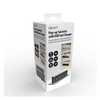 Solight 3z + USB A+C výsuvný blok zásuvek, 2m, nerez ocel