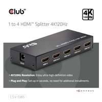 Club3D Video rozbočovač 1:4 HDMI 2.0 4K120Hz, 4 porty, černá