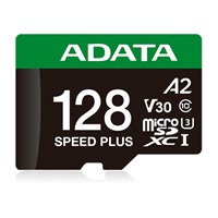 ADATA MicroSDXC karta 128GB Speed Plus, U3, C10, A2, V30 (R:180/W:160 MB/s) + SD adaptér