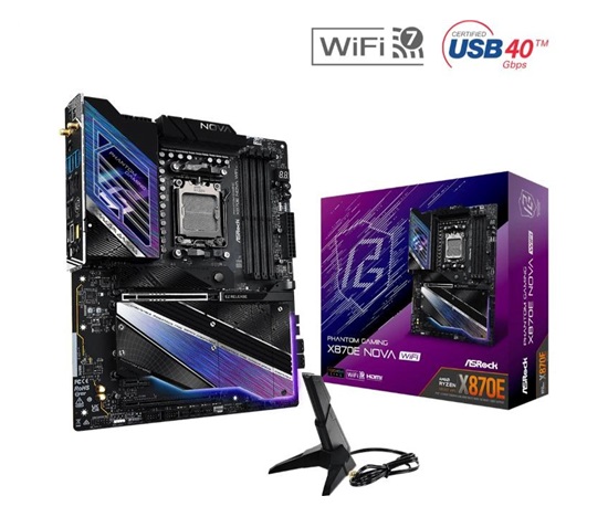 ASRock MB Sc AM5 X870E NOVA WIFI, AMD X870, 4xDDR5, 1xHDMI, 2xThunderbolt, WI-FI