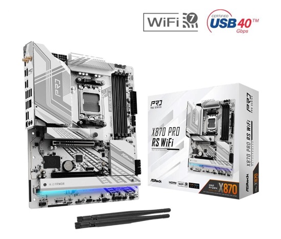 ASRock MB Sc AM5 X870 PRO RS WIFI, AMD X870, 4xDDR5, 1xHDMI, 2xThunderbolt, WI-FI