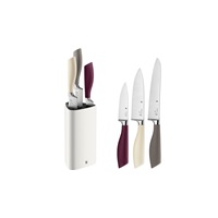 WMF Elements blok s noži, nůž šéfkuchaře 13 cm, nůž na přípravu 15 cm, víceúčelový nůž, speciální nerezová ocel