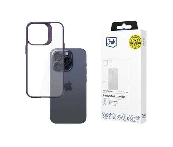 3mk Satin Armor Case+ Purple pro Apple iPhone 15 Pro