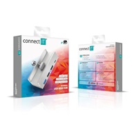 CONNECT IT USB Hub DeskHub, 1xUSB-C, 1xUSB 3.2, 2xUSB 2.0, stříbrná