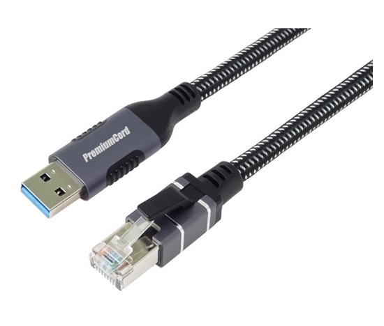 PremiumCord Ethernetový kabel USB3.2 na LAN RJ45 10/100/1000, 2m