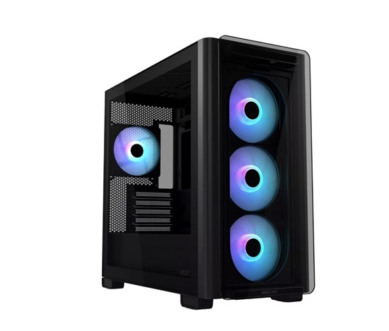 ASUS case A23 PLUS TG ARGB, Mini Tower, průhledná bočnice, 4x120mm ARGB Fan, černá