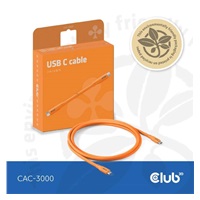 Club3D Kabel USB-C 4.0, 20Gbps, 4K60Hz, PD 240W, 2m, oranžová