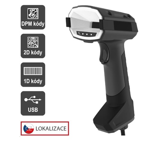 Virtuos DPM CCD 2D čtečka Virtuos HT-880DPM, USB, tmavě šedá