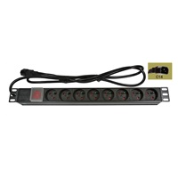 BAZAR - 19" rozvodný panel LEXI-Net 8x230V, ČSN, vypínač, indikátor napětí, kabel 1,8m, 1U, přívodní kabel pro UPS-obal