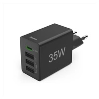 Hama rychlá USB nabíječka 1x USB-C + 3x USB-A, PD/QC, 35 W