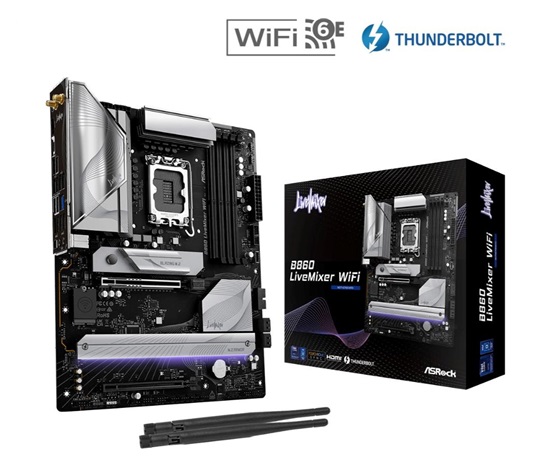 ASRock MB Sc LGA1851 B860 LiveMixer WiFi, Intel B860, 4xDDR5, 1xThunderbolt, 1xHDMI, WiFi, ATX