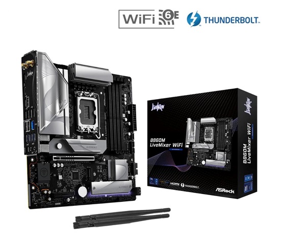 ASRock MB Sc LGA1851 B860M LiveMixer WiFi, Intel B860, 4xDDR5, 1xThunderbolt, 1xHDMI, WiFi, mATX