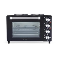 Orava Elektra-X28 elektrická trouba s dvouplotýnkou, 28 L, 2600 W, grilovací rošt, černá