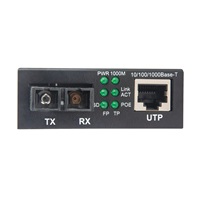 Gigabit PoE+ Media Converter, 1000Base-T RJ45 Port to 1000Base-LX (SC) Single-Mode, 20 km (12.4 mi.), PoE+ Injector