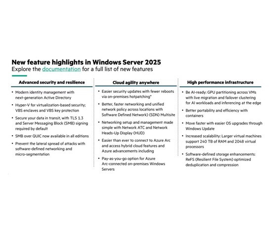HPE Microsoft Windows Server 2025 16-core Standard Reseller Option Kit (en/fr/it/ge/sp/du/port)