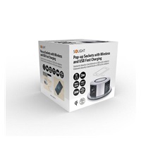Solight 3z + USB A+C 20W PD, Wireless 10W, výsuvný blok zásuvek, 2m, stříbrný