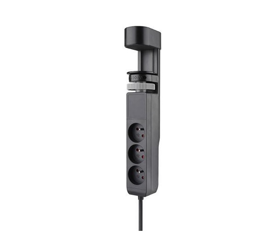Solight 3z + USB A+C přenosné stolní zásuvky, 2m, černá, USB rychlonabíječka 20W PD