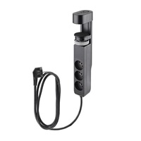 Solight 3z + USB A+C přenosné stolní zásuvky, 2m, černá, USB rychlonabíječka 20W PD