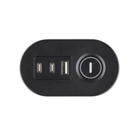 Solight 3z + USB A+C přenosné stolní zásuvky, 2m, černá, USB rychlonabíječka 20W PD