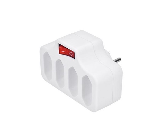 Solight rozbočka, 4 x 2,5A, bílá, vypínač