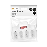 Solight rozbočka, 4 x 2,5A, bílá, vypínač