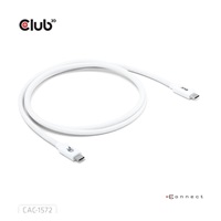 Club3D Kabel USB4 Typ-C, 80Gbps, Certifikovaný kabel, 4K540Hz, 8K240Hz, 16K60Hz, PD 240W, 1.2m, bílá