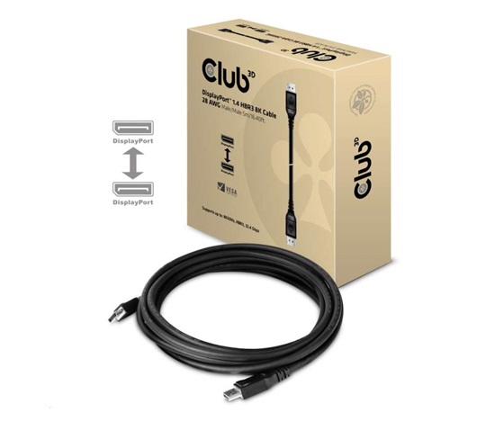 BAZAR - Club3D Kabel certifikovaný DisplayPort 1.4, HBR3, 8K60Hz (M/M), 5m, 28 AWG - Rozbaleno (Komplet)
