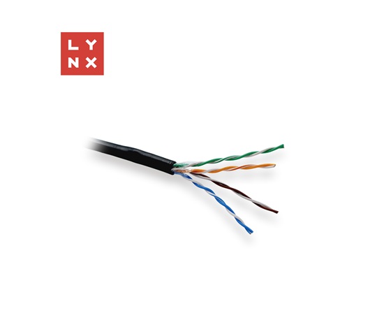 LYNX UTP kabel Cat5e, PE (Fca), celoměděný, venkovní, černý, box 305m