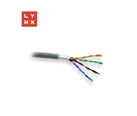 LYNX FTP kabel, Cat5e, LSZH, 0,5mm, celoměděný, vnitřní, šedý, box 305m