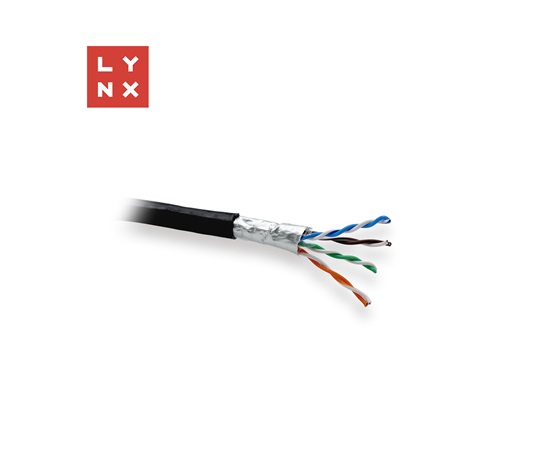 LYNX FTP kabel, Cat5e, PE (Fca), 0,5mm, celoměděný, venkovní, černý, box 305m