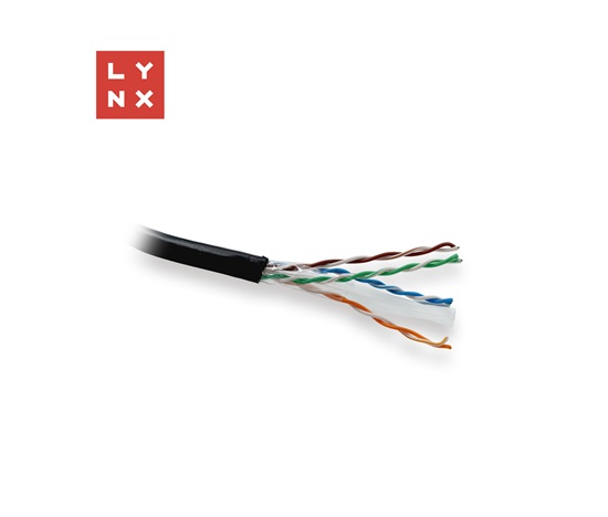 LYNX UTP kabel, Cat6, PE (Fca), celoměděný, venkovní, černý, box 305m