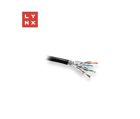 LYNX SFTP kabel, Cat6a, PE, celoměděný, venkovní, černý,  cívka 500m