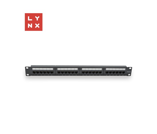 LYNX 19" patch panel 24-port, UTP Cat5e, 50µ, nestíněný, černý