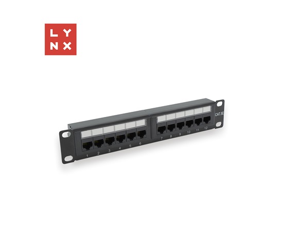 LYNX 10" patch panel 12-port, UTP Cat5e, 50µ, nestíněný, černý