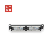 LYNX 10" patch panel 12-port, UTP Cat5e, 50µ, nestíněný, černý
