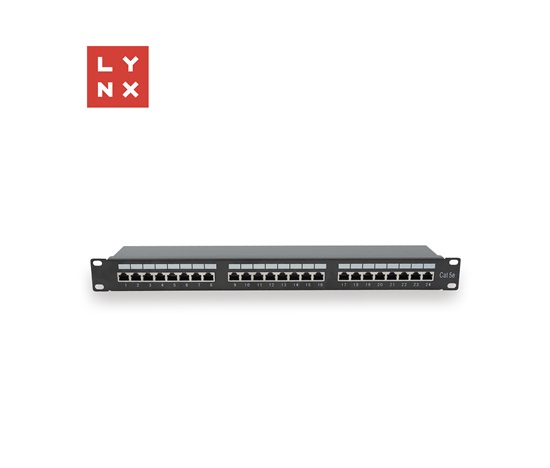 LYNX 19" patch panel  24-port, FTP Cat5e, 50µ, stíněný, černý