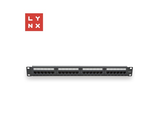 LYNX 19" patch panel  24-port, UTP Cat6, 50µ, nestíněný, černý
