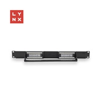 LYNX 19" patch panel 12-port, UTP Cat6, 50µ, nestíněný, černý