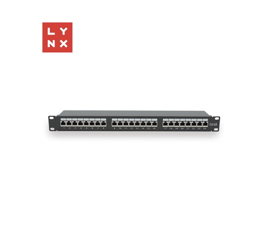 LYNX 19" patch panel  24-port, FTP Cat6a, 50µ, stíněný, černý