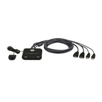ATEN 2-port mini HDMI KVM USB, integrované kabely, tlačítko pro přepínání