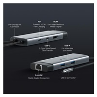 TP-Link UH6120C USB-C hub 6v1 (2xUSB3.2Gen1,1xUSB-C3.2Gen1, 1xGbE, 1xHDMI, PD 100W)