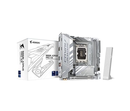 GIGABYTE MB Sc LGA1851 B860I AORUS PRO ICE, Intel B860, 2xDDR5, 1xThunderbolt, 1xDP, 1xHDMI, WiFi, Mini-ITX